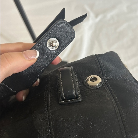 Coach 12910 Optic Lurex Signature Black Studded Satchel - Picture 10 of 12